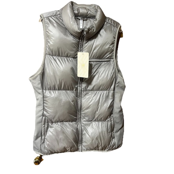 Fabletics Jackets & Blazers - Fabletics Elliot Packable Puffer Vest Collar NWT Silver Size XXL